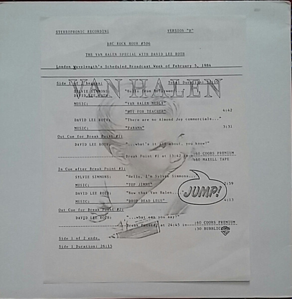 Van Halen - BBC Rock Hour Album Cover [Metaalprint]