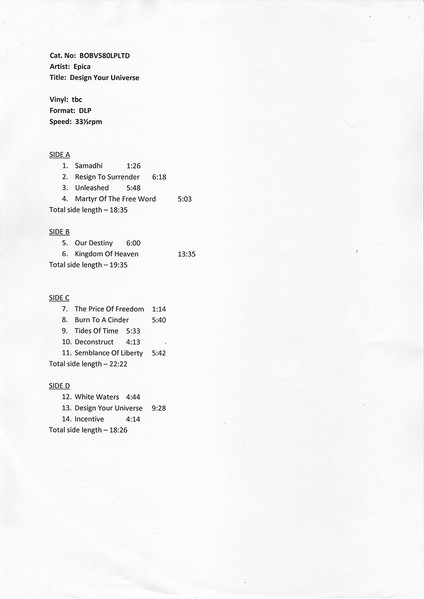 Epica (2) - Design Your Universe Album Cover [Metaalprint]