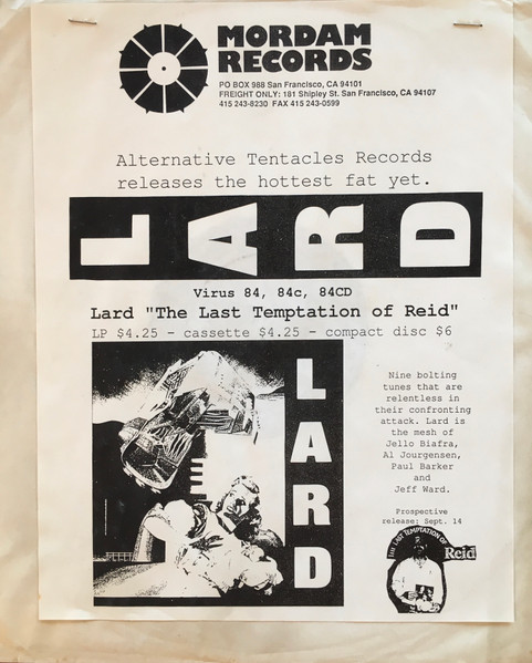 Lard - The Last Temptation Of Reid Album Cover [Metaalprint]