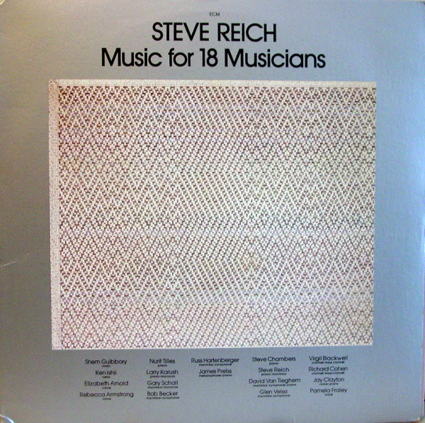 Steve Reich - Music For 18 Musicians Album Cover [Metaalprint]