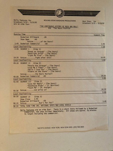 The Doors - The Continuous History Of Rock And Roll #32 